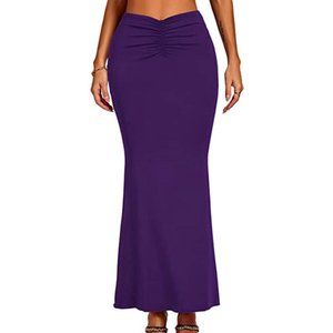 NEW Umenlele Women's Casual High Waist Ruched Stretchy Bodycon Long Maxi Skirt